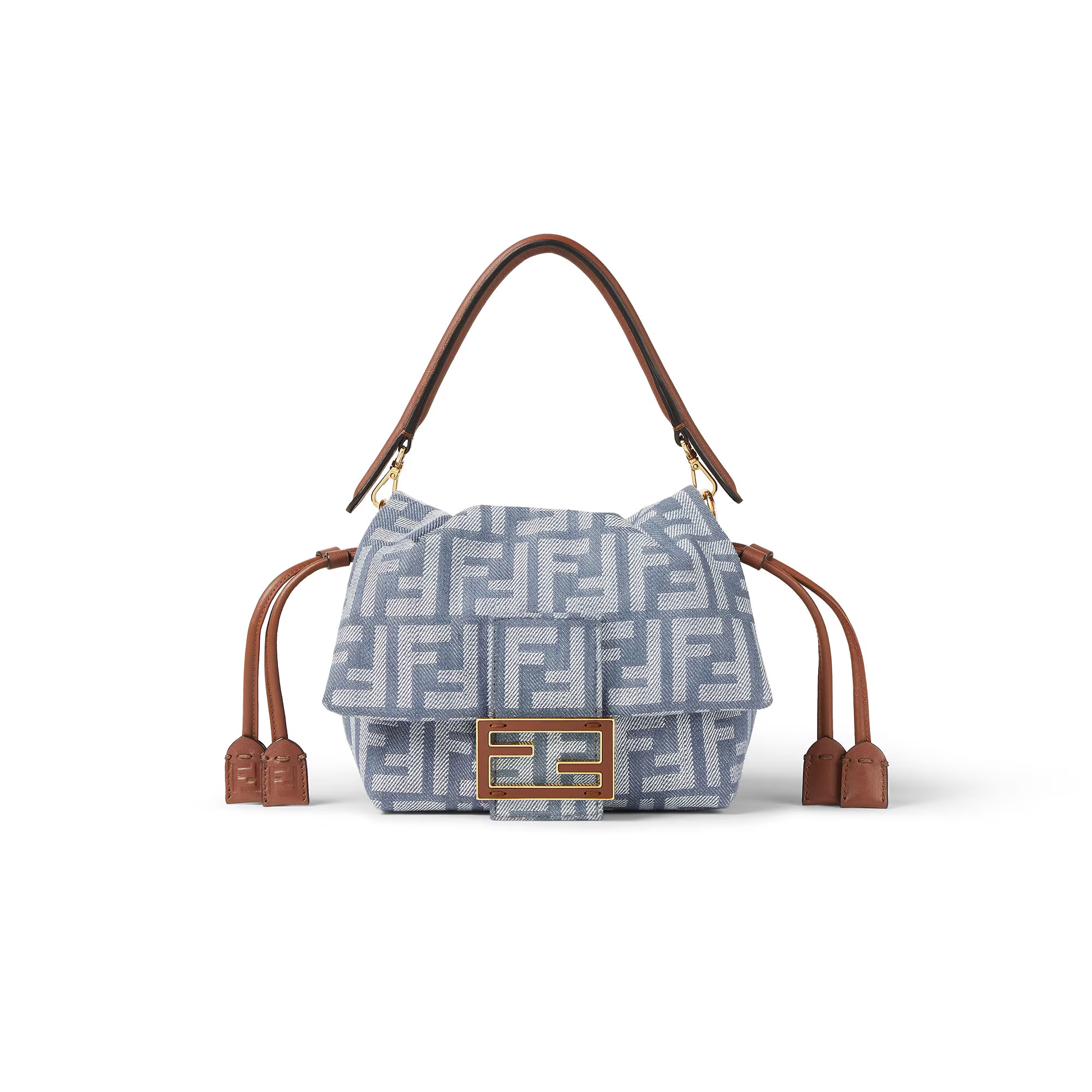 f**di mamma baguette small blue De*1m-effect ff jacquard mini-bag 8bs105av5wf1sxq (16*13*10cm)